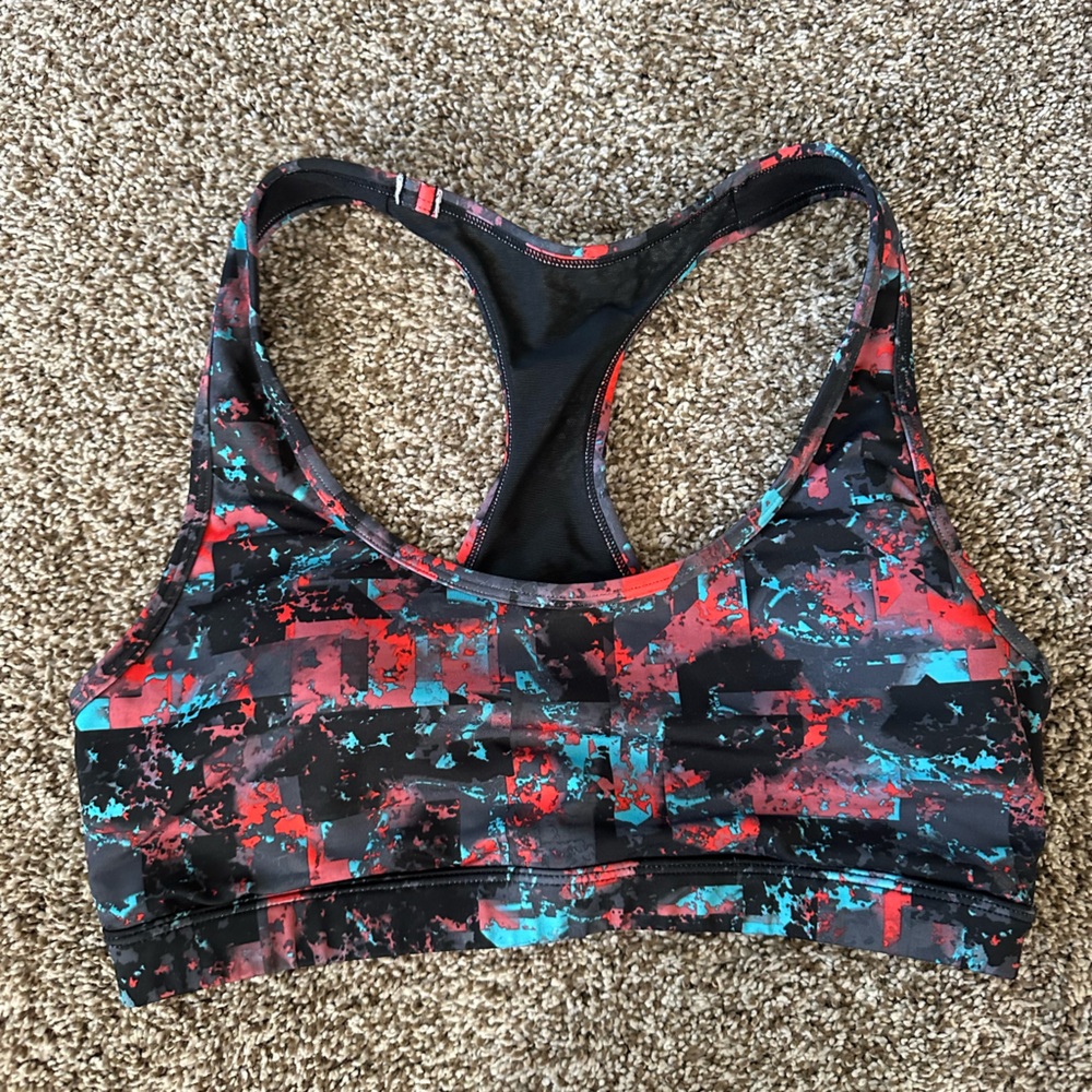 Marika Red, Blue, Black Patterned Sports Bra